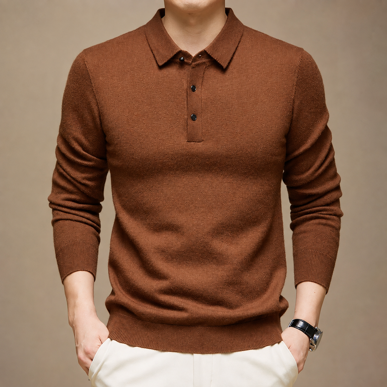 Parker Long Sleeve Knit Polo Sweater