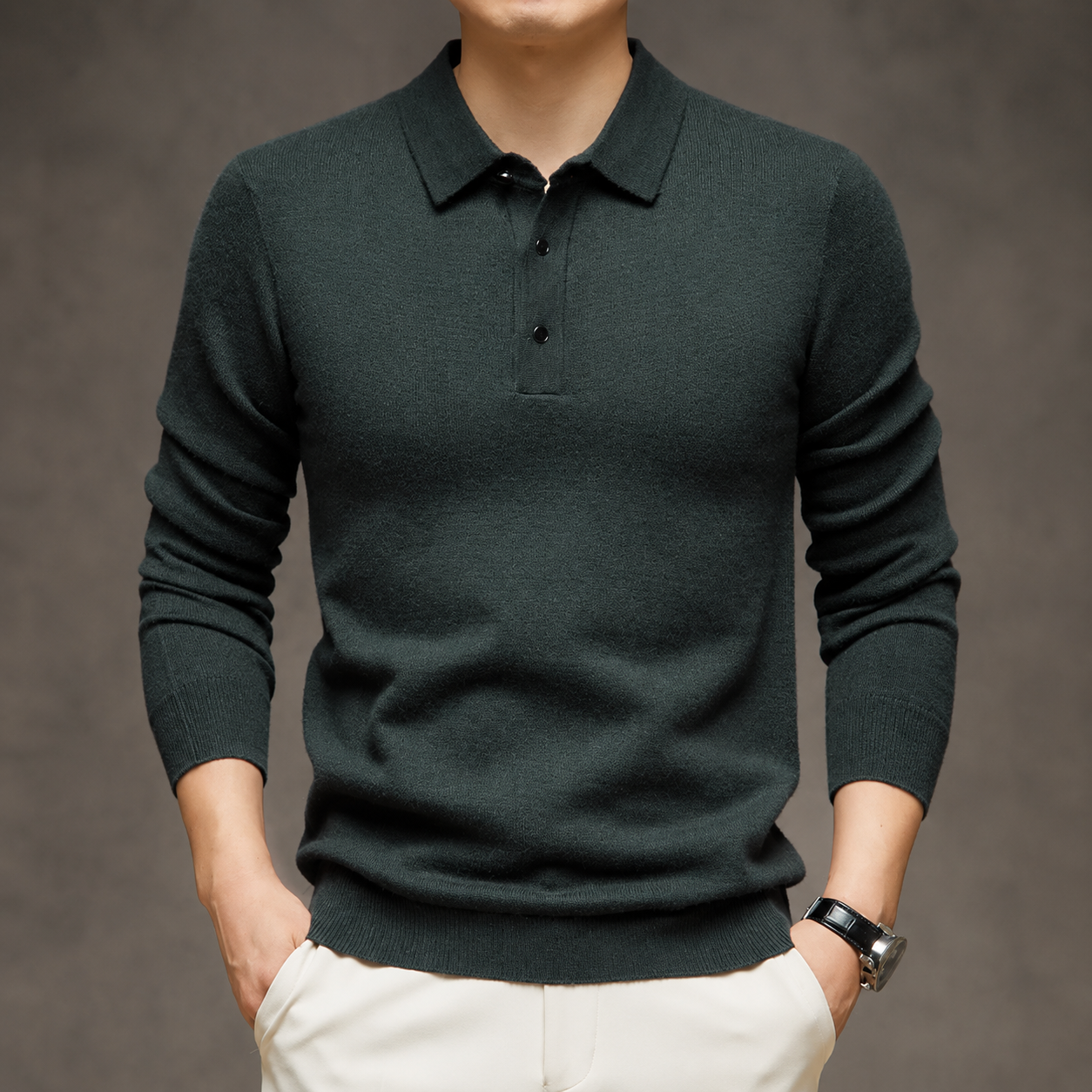 Parker Long Sleeve Knit Polo Sweater