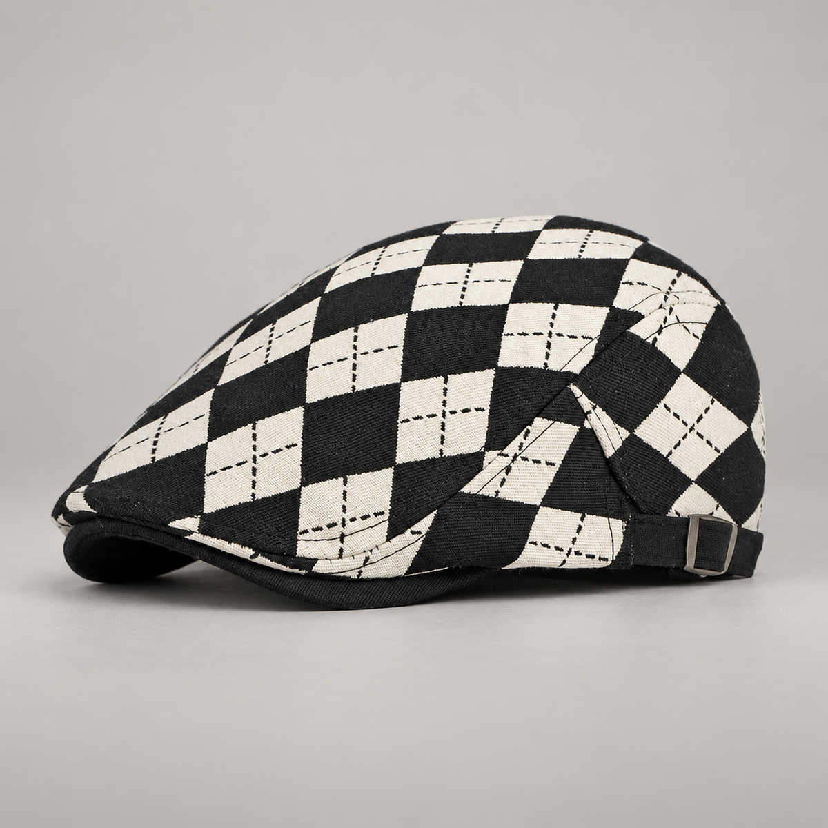 Pembroke Argyle Flat Cap with Adjustable Buckle Strap