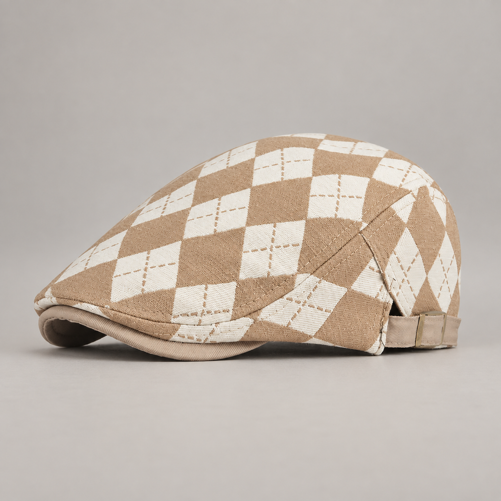 Pembroke Argyle Flat Cap with Adjustable Buckle Strap