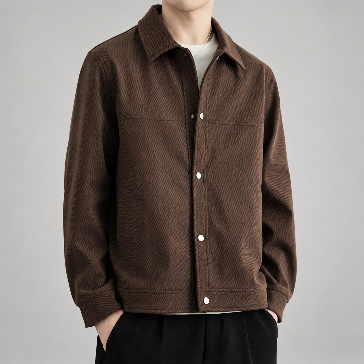 Pierce Men’s Textured Snap-Front Overshirt Jacket
