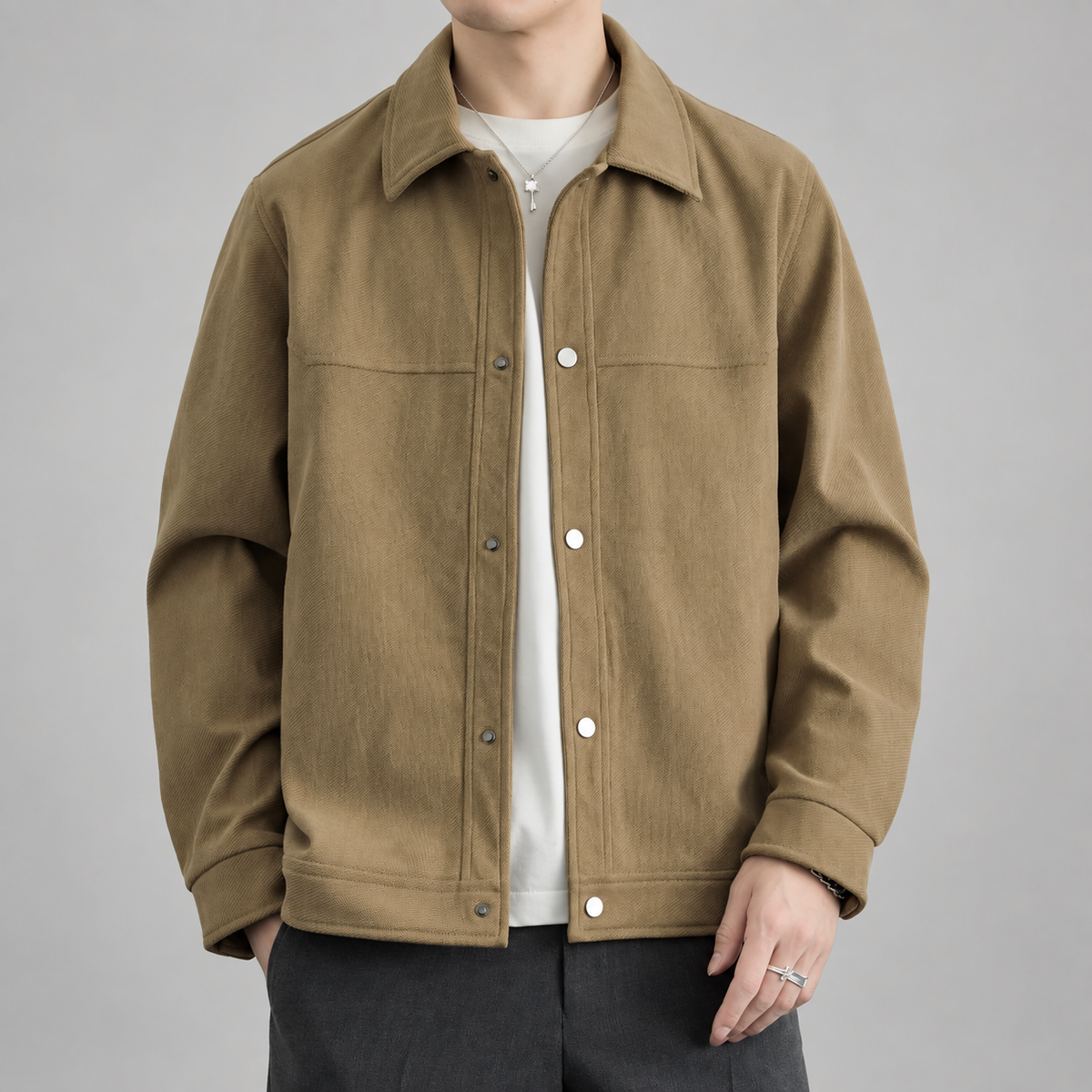 Pierce Men’s Textured Snap-Front Overshirt Jacket