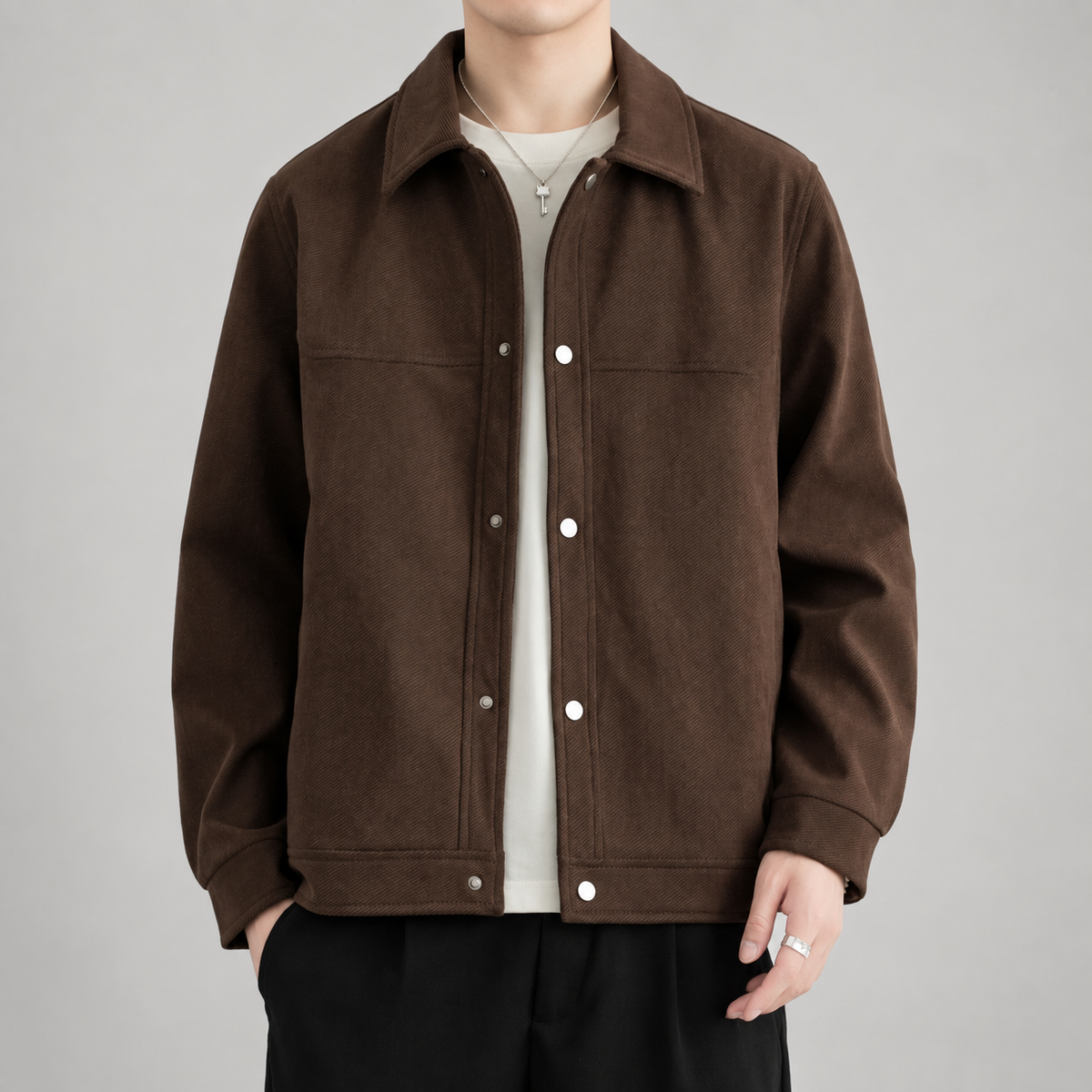Pierce Men’s Textured Snap-Front Overshirt Jacket