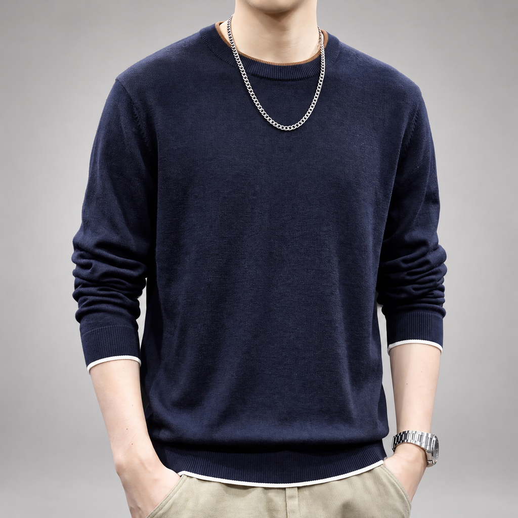 Harbor Men’s Crewneck Knit Sweater with Ribbed Trim