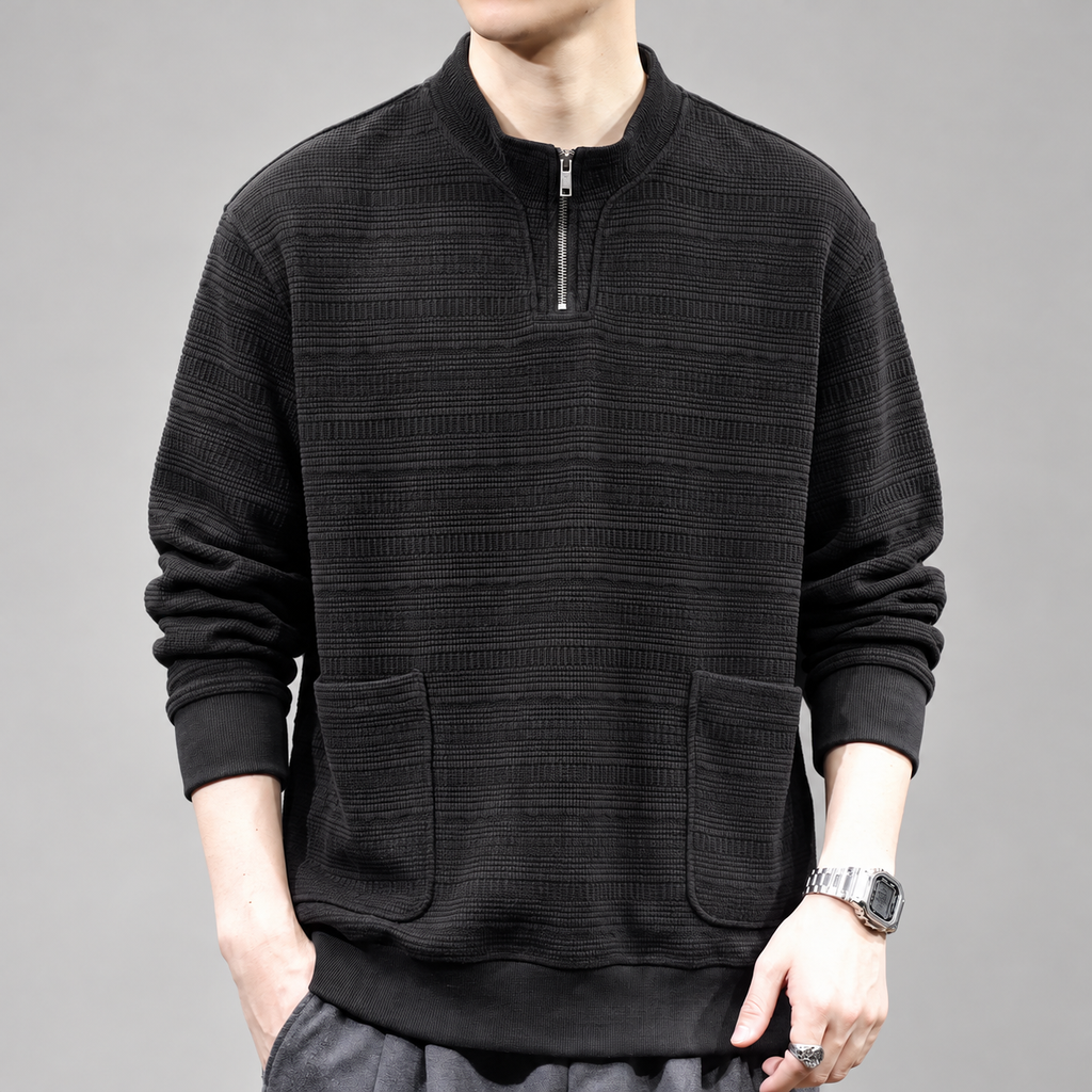 Marcello Men’s Patterned Knit Pullover with Stand Collar