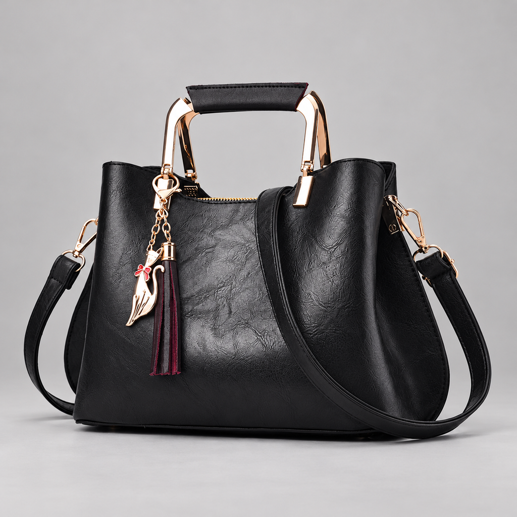 Nicolle Women’s Textured Top Handle Handbag with Cat Charm