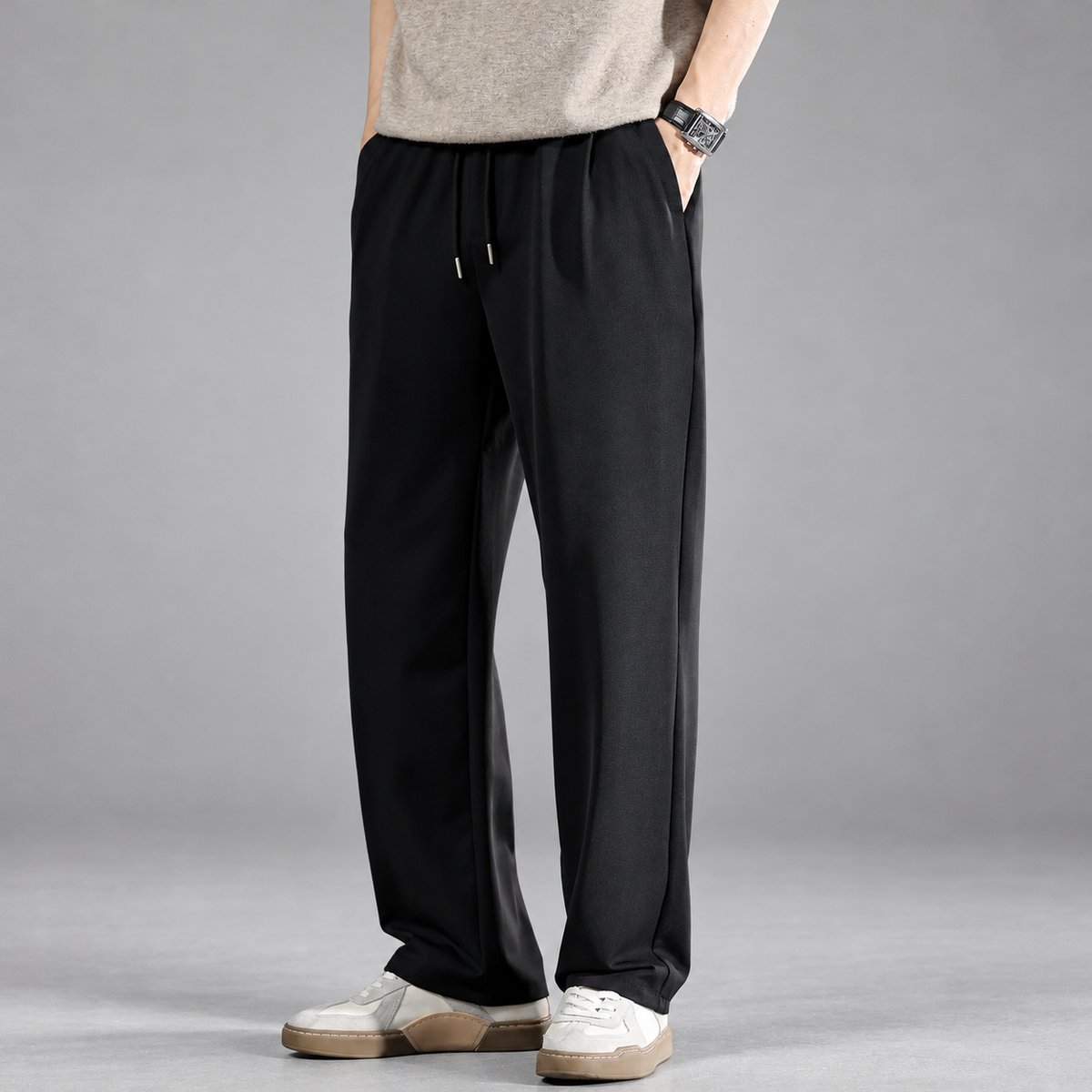 Anderson Men's Pleated Wide-Leg Drawstring Pants