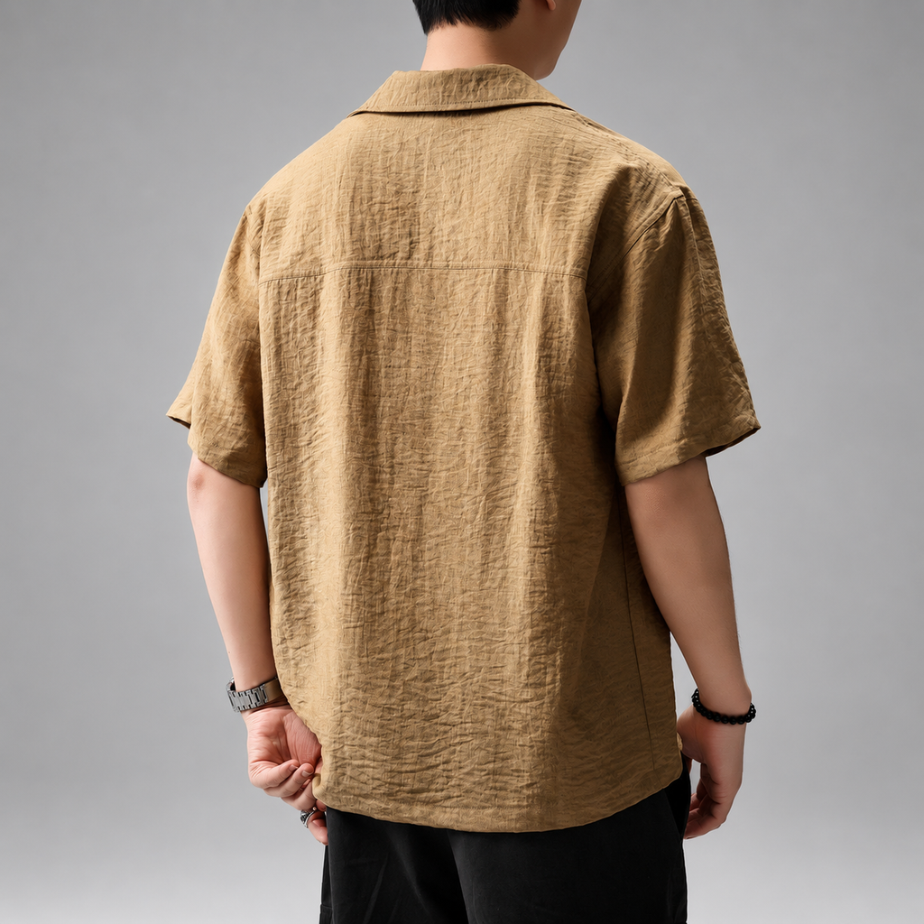 Virgil Men's Relaxed Fit Short Sleeve Pullover Shirt with Camp Collar