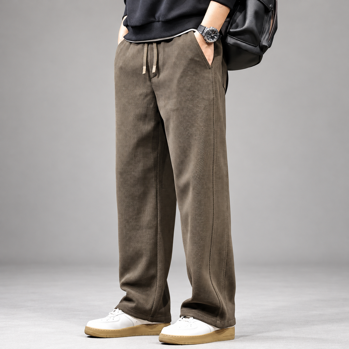 Marksen Men’s Relaxed Straight-Leg Ribbed Pants