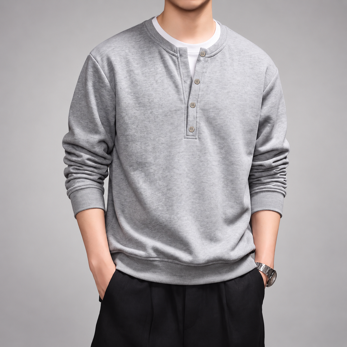 Alaric Men's Long Sleeve Henley Sweatshirt