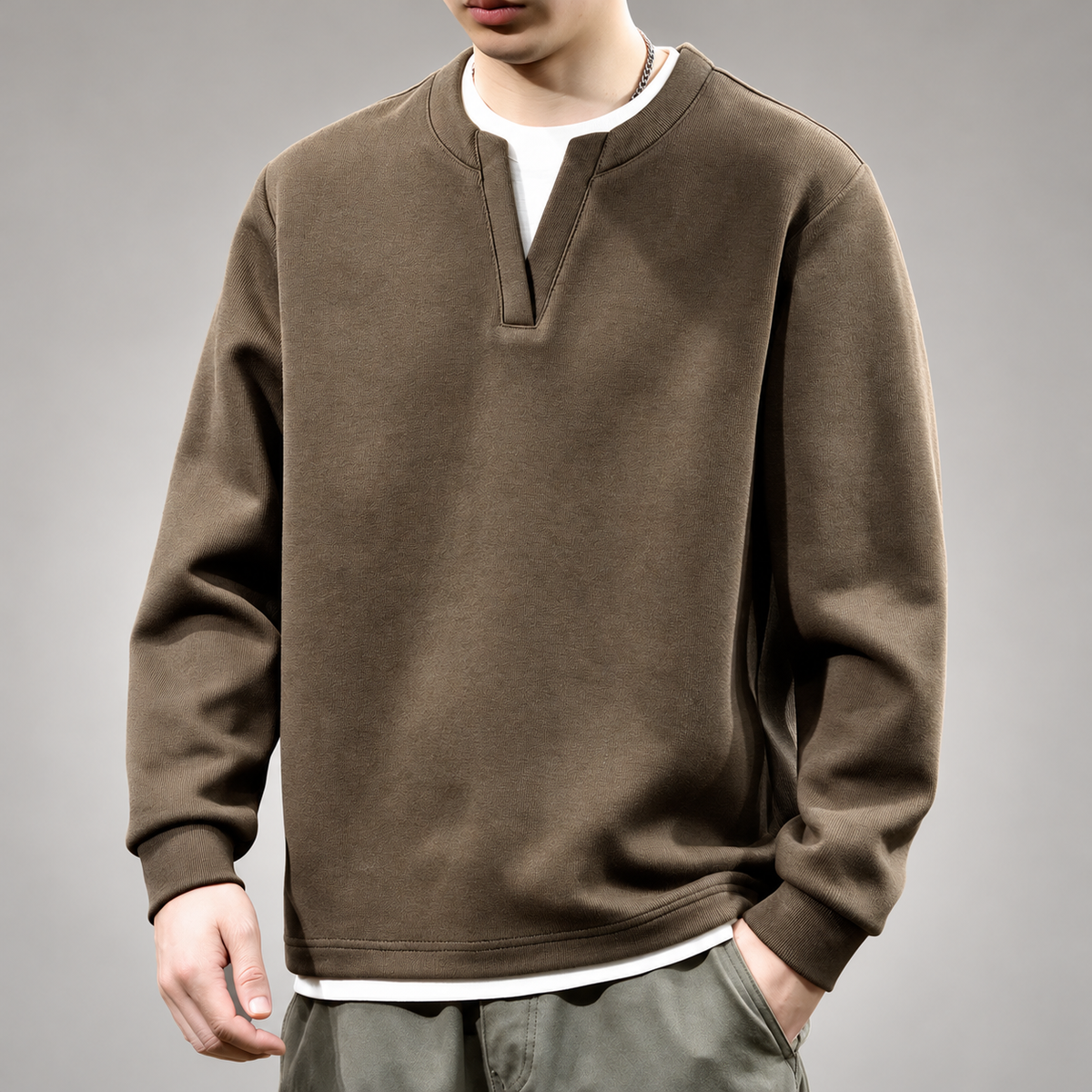 Ansley Men’s Notch-Neck Knit Pullover
