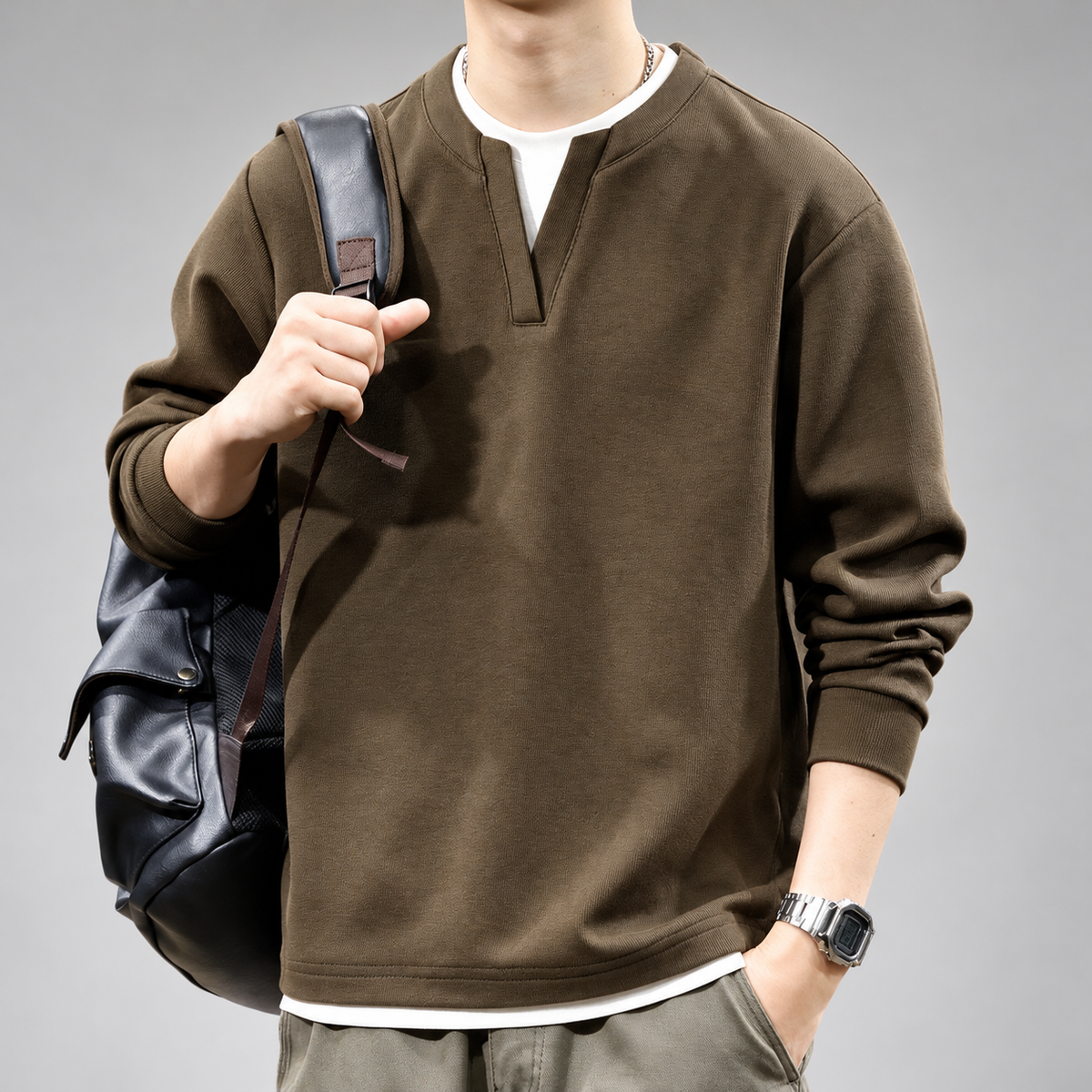 Ansley Men’s Notch-Neck Knit Pullover