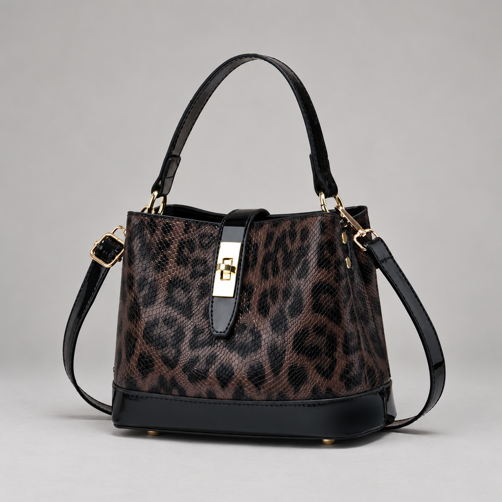 Sidonie Women’s Leopard Print Top Handle Bucket Bag
