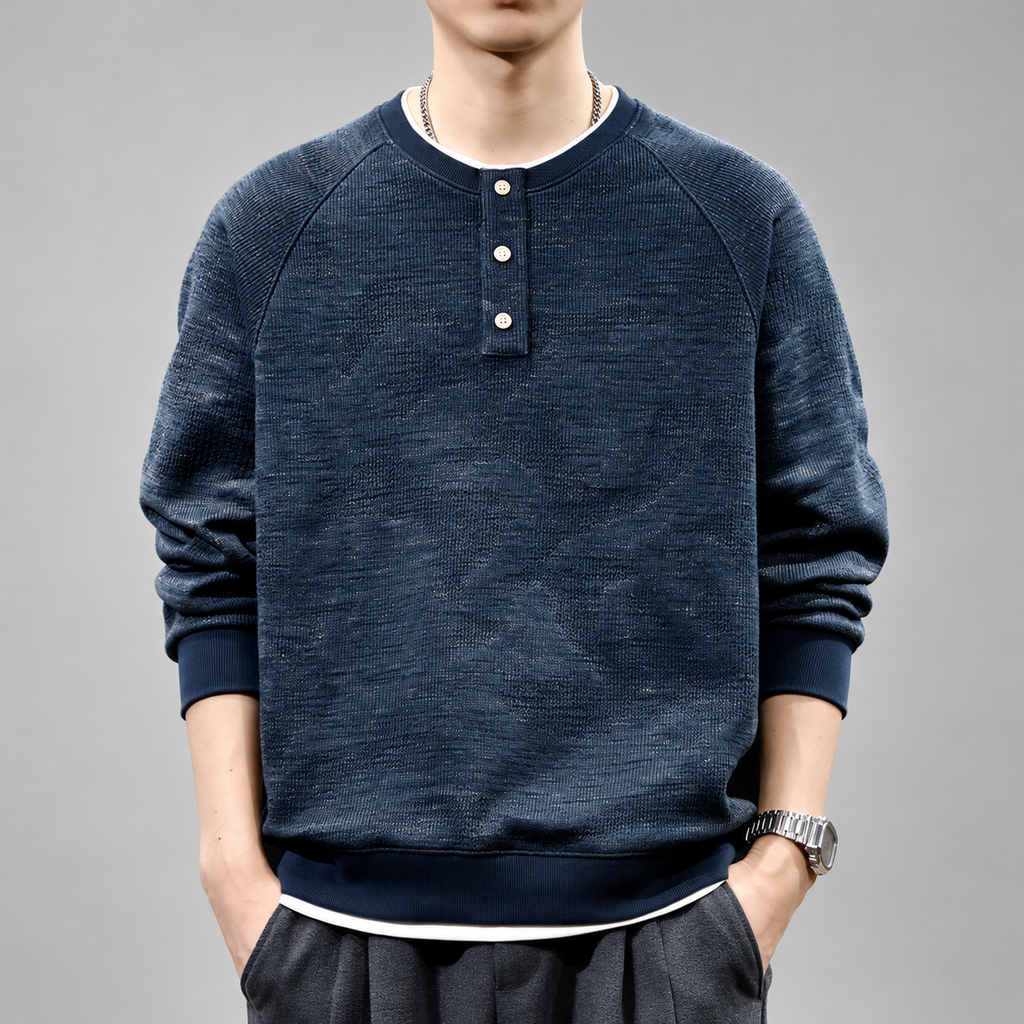 Urban Men's Textured Knit Henley Sweater