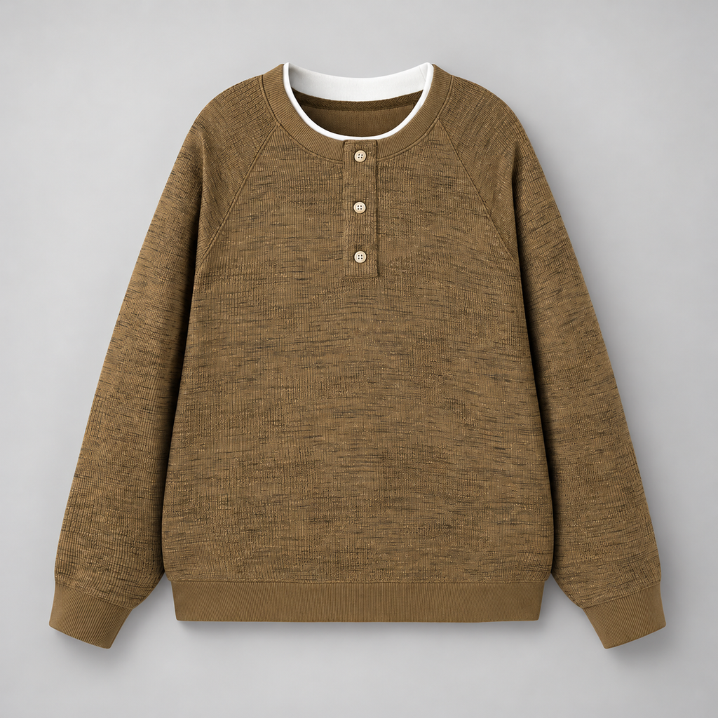 Urban Men's Textured Knit Henley Sweater