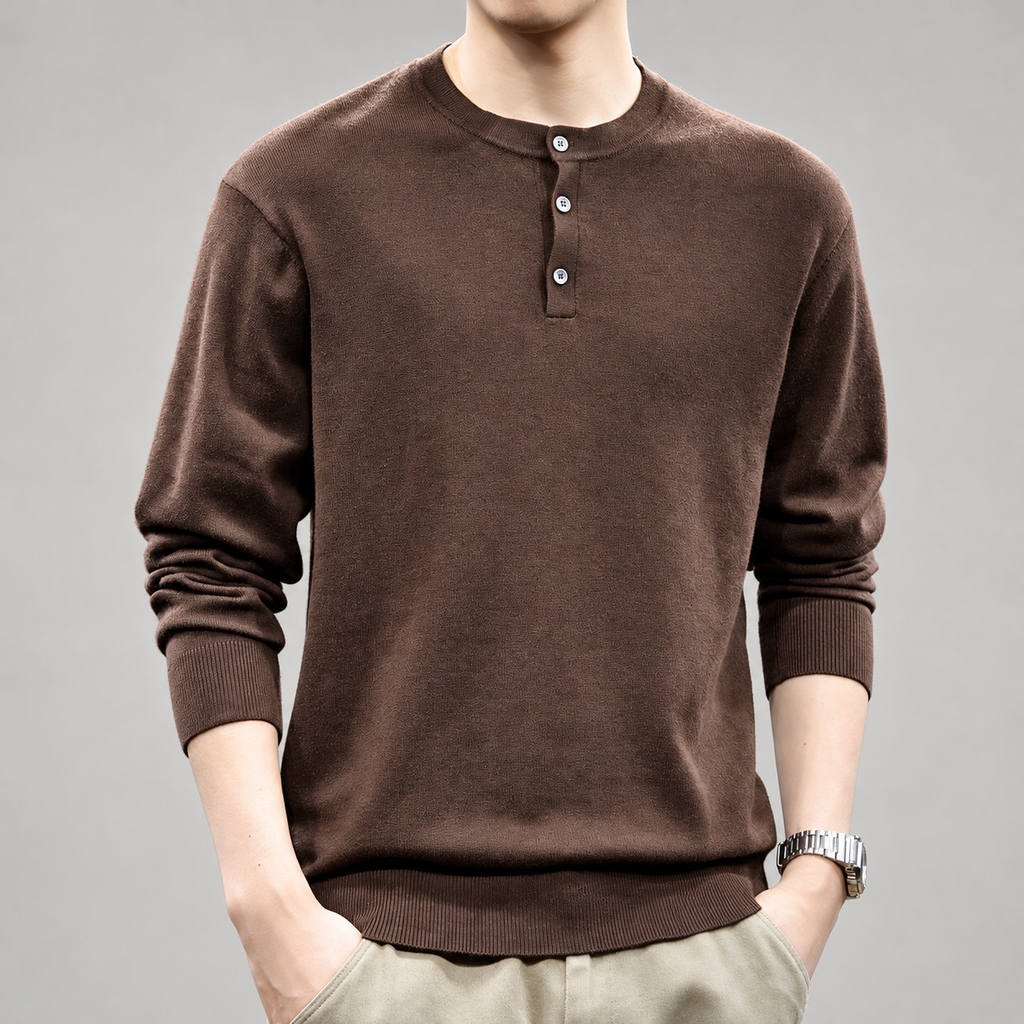 Alistair Men’s Three-Button Henley Knit Sweater