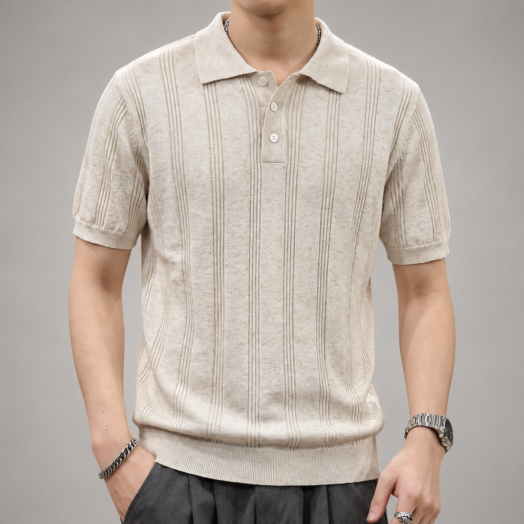 Clive Men’s Short Sleeve Textured Polo Shirt