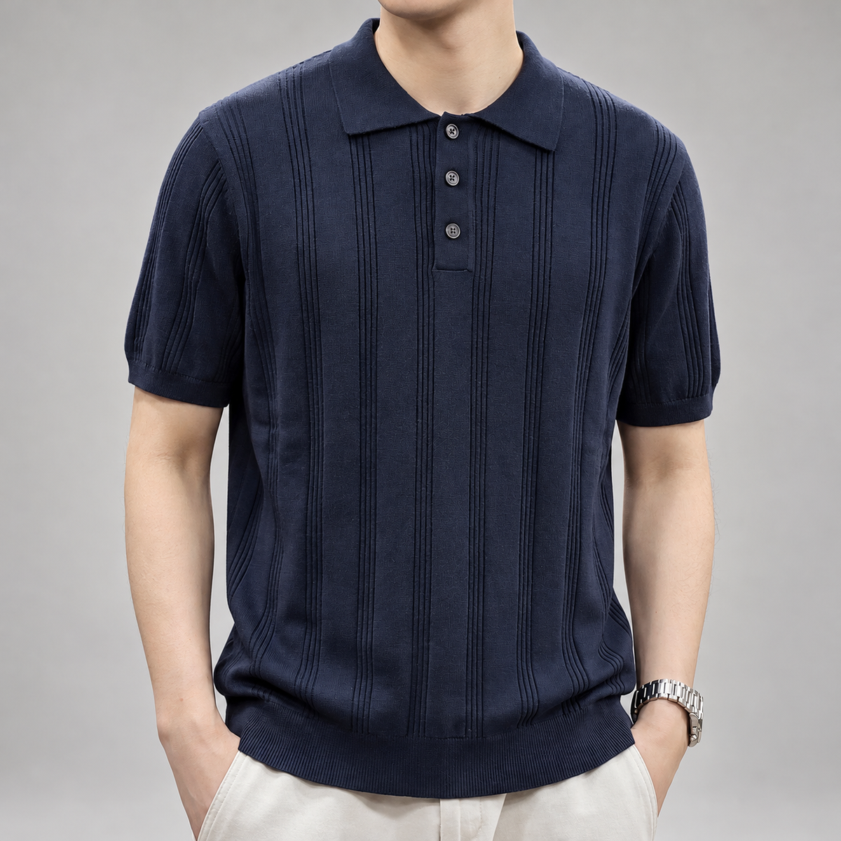 Clive Men’s Short Sleeve Textured Polo Shirt