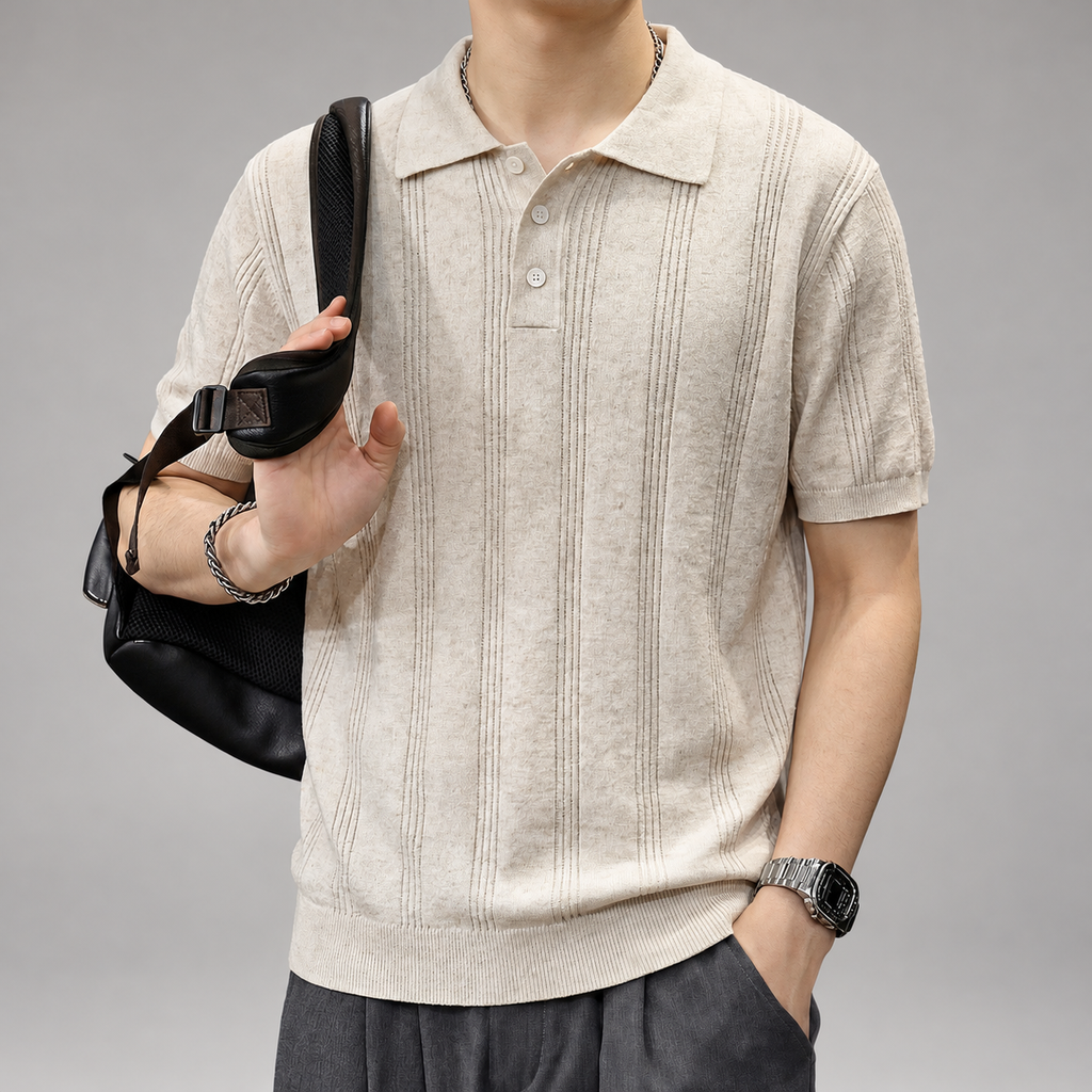 Clive Men’s Short Sleeve Textured Polo Shirt