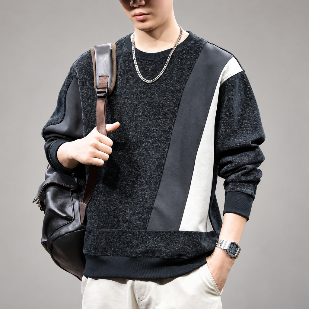 Tobin Men’s Textured Color Block Crewneck Sweatshirt