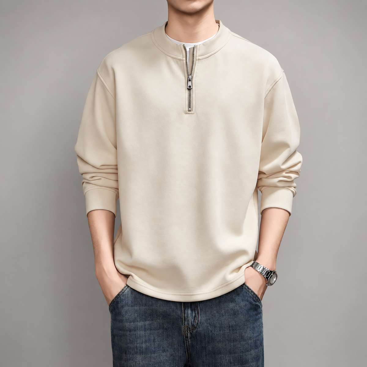 Florent Men's Relaxed Fit Quarter-Zip Pullover