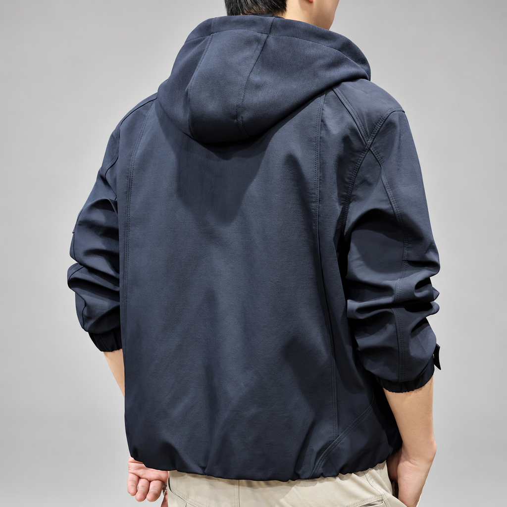Adelmo Men's Hooded Zip-Up Jacket with Snap Cuffs