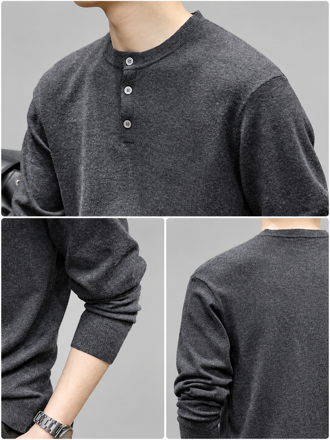 Alistair Men’s Three-Button Henley Knit Sweater