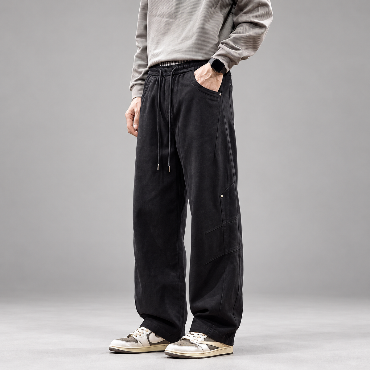 Harrison Ashcombe Men’s Wide-Leg Drawstring Utility Pants