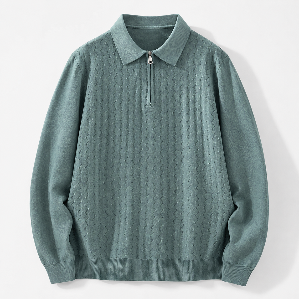 Preston Textured Quarter Zip Knit Polo Sweater