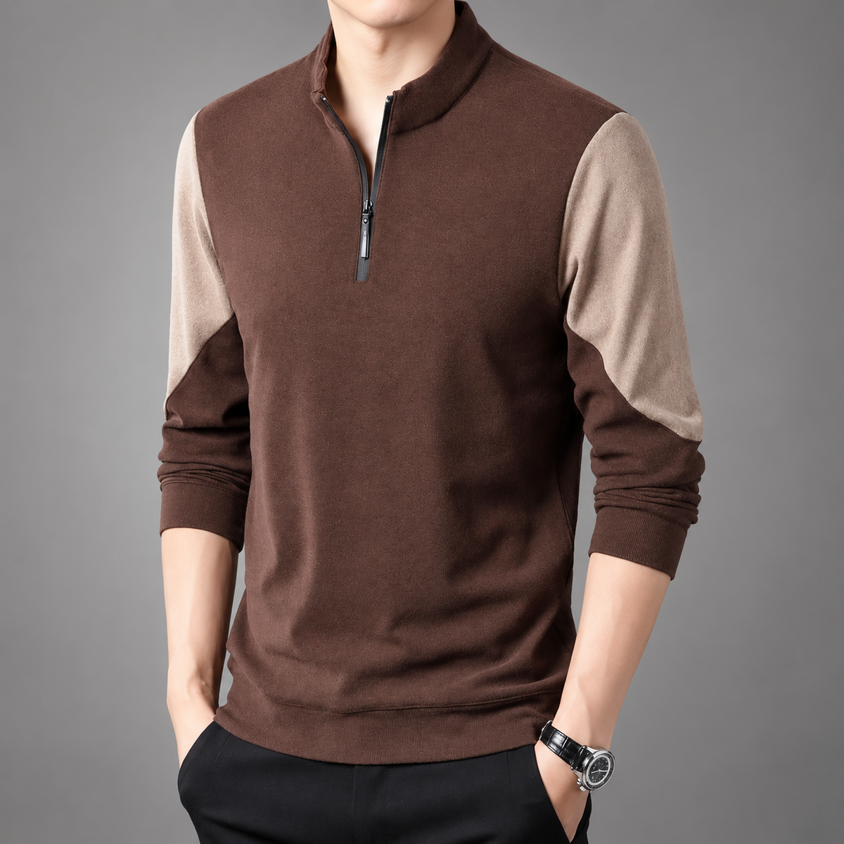 Preston Men’s Color-Block Quarter-Zip Pullover