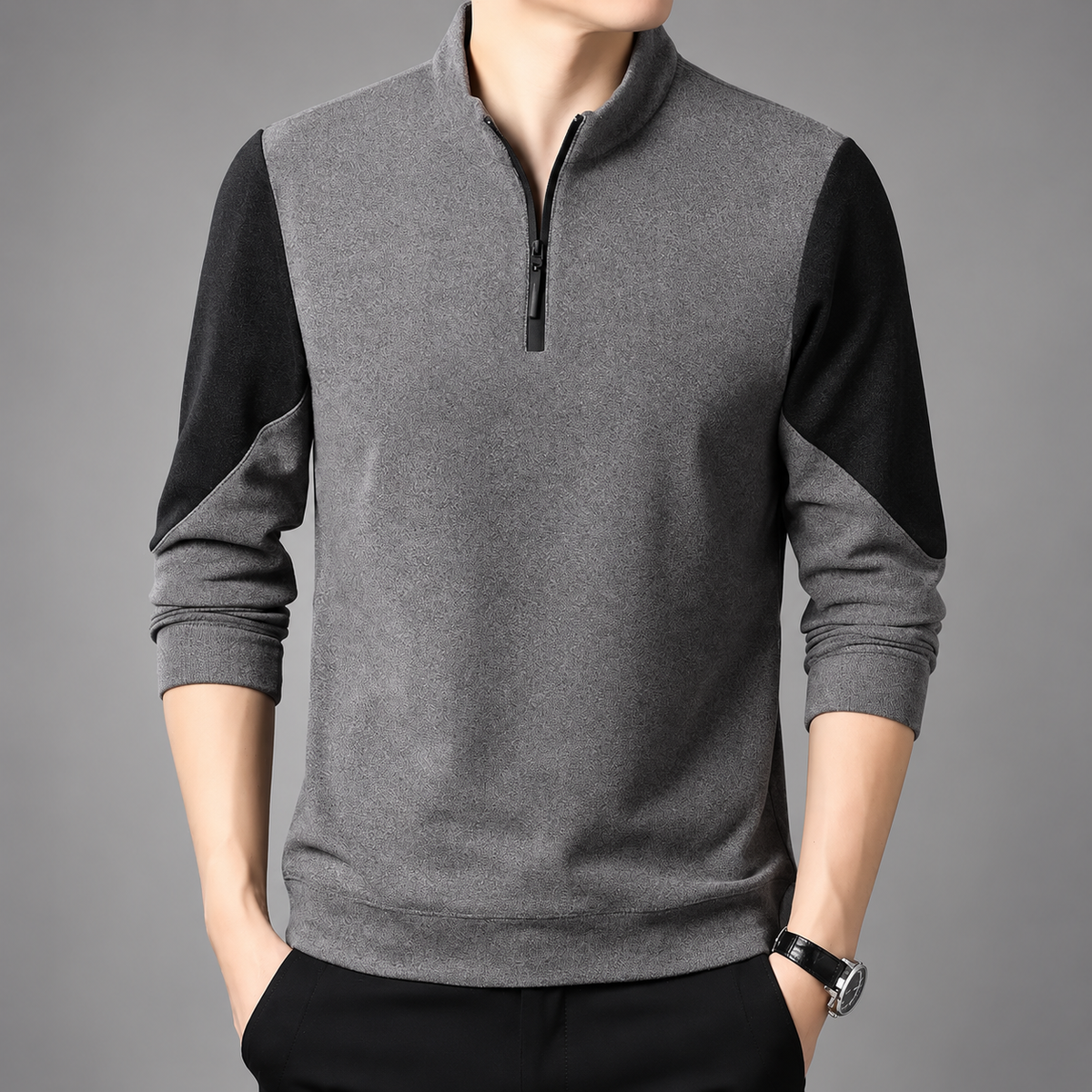 Preston Men’s Color-Block Quarter-Zip Pullover