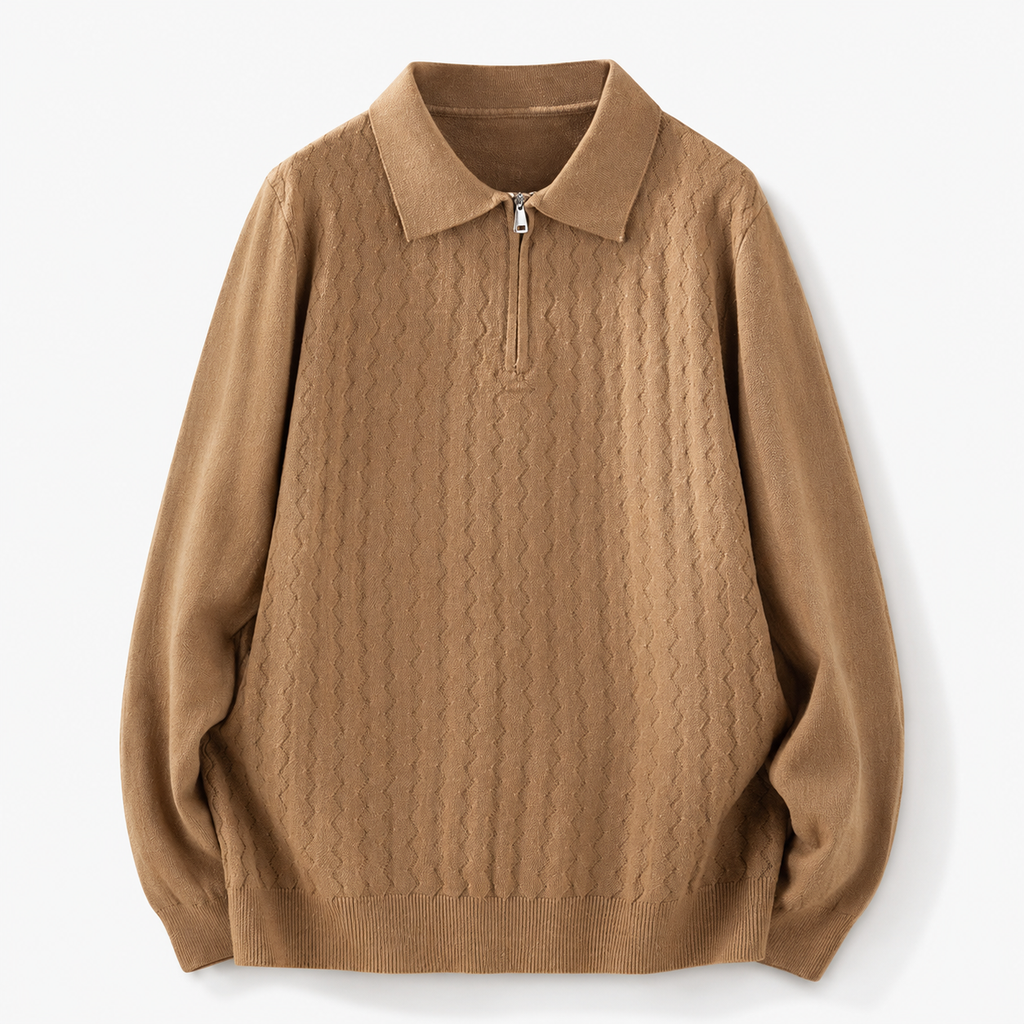 Preston Textured Quarter Zip Knit Polo Sweater