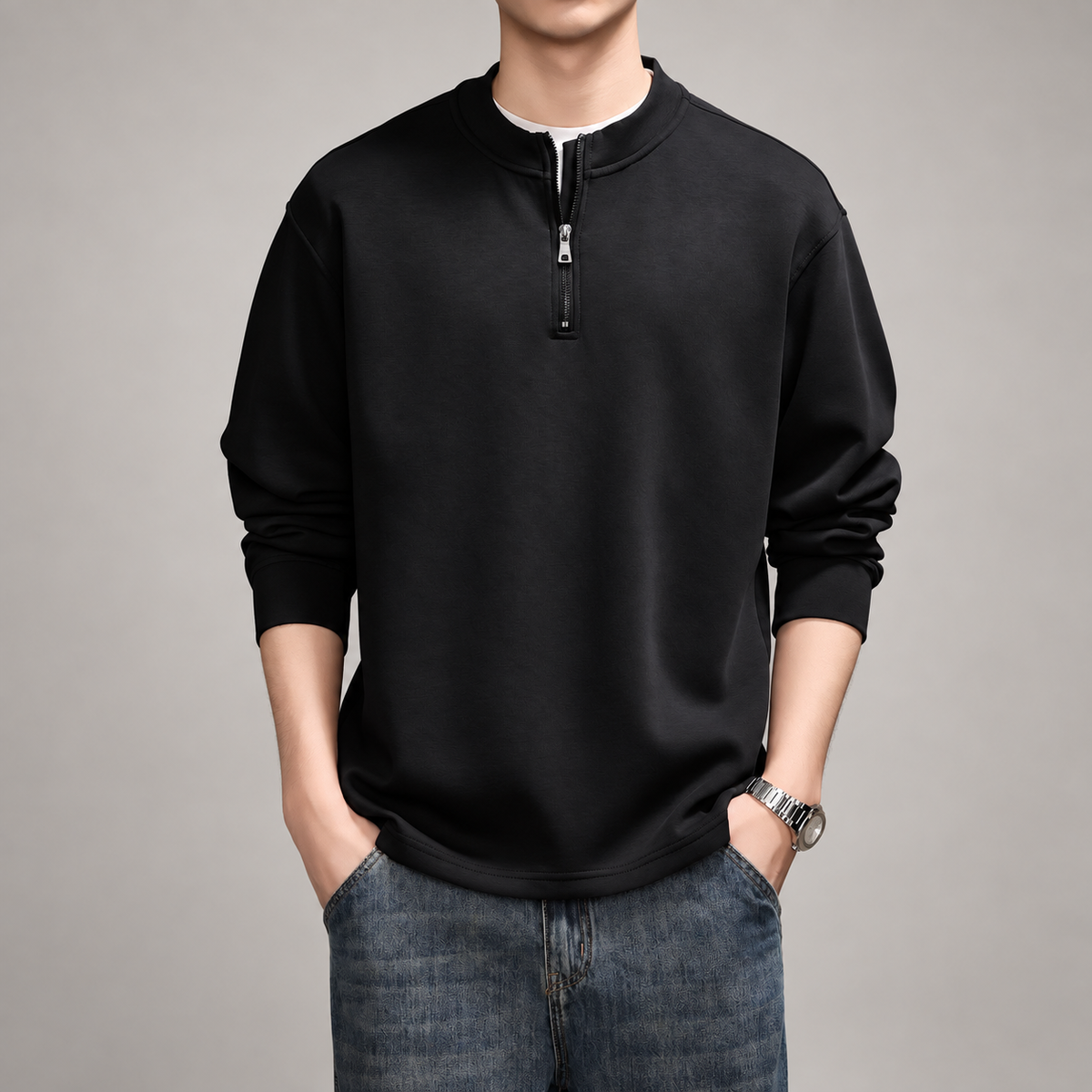 Florent Men's Relaxed Fit Quarter-Zip Pullover