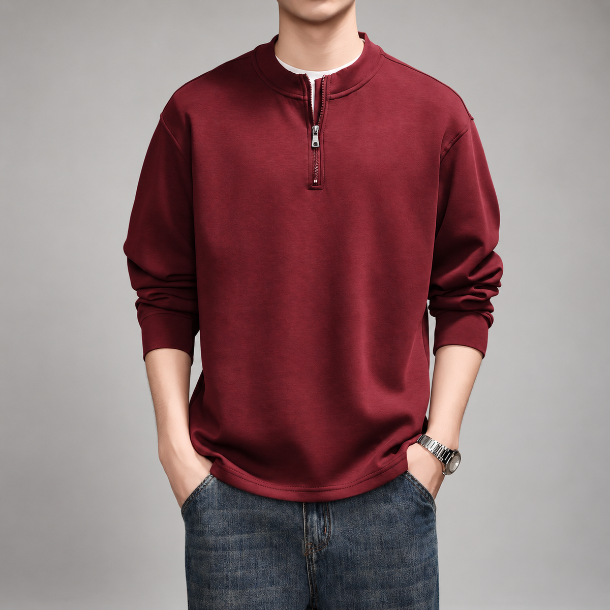 Florent Men's Relaxed Fit Quarter-Zip Pullover