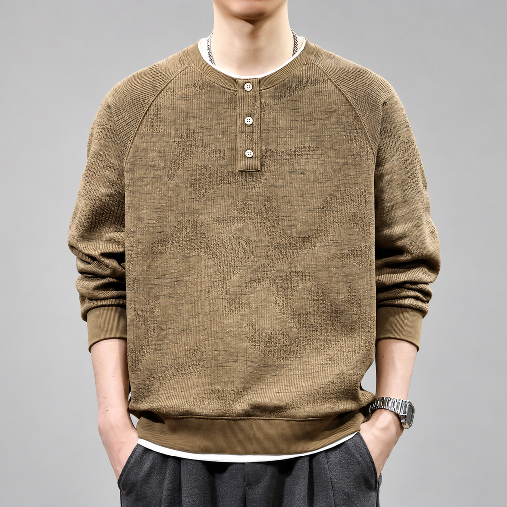 Urban Men's Textured Knit Henley Sweater