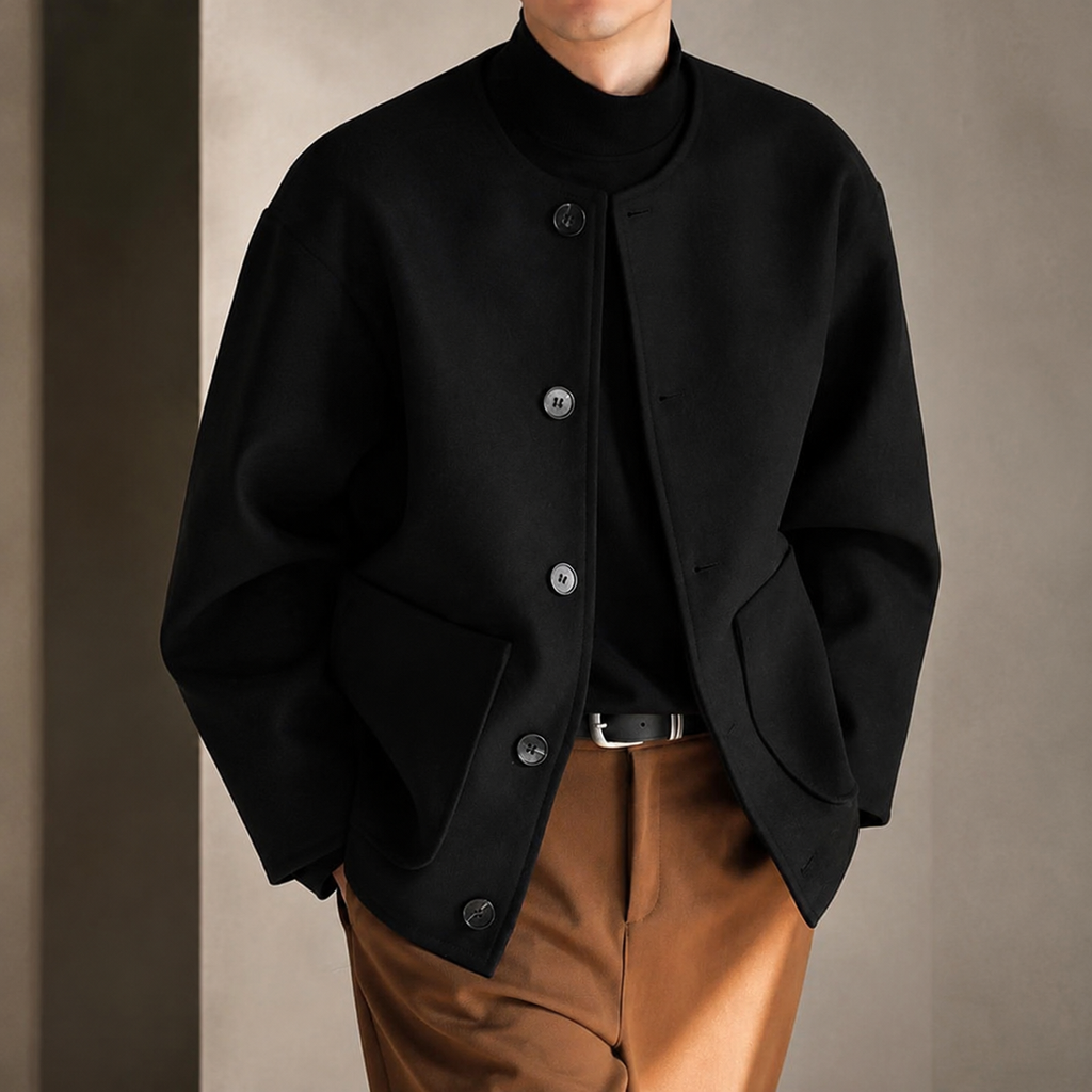 Rayden Round Neck Button-Up Jacket
