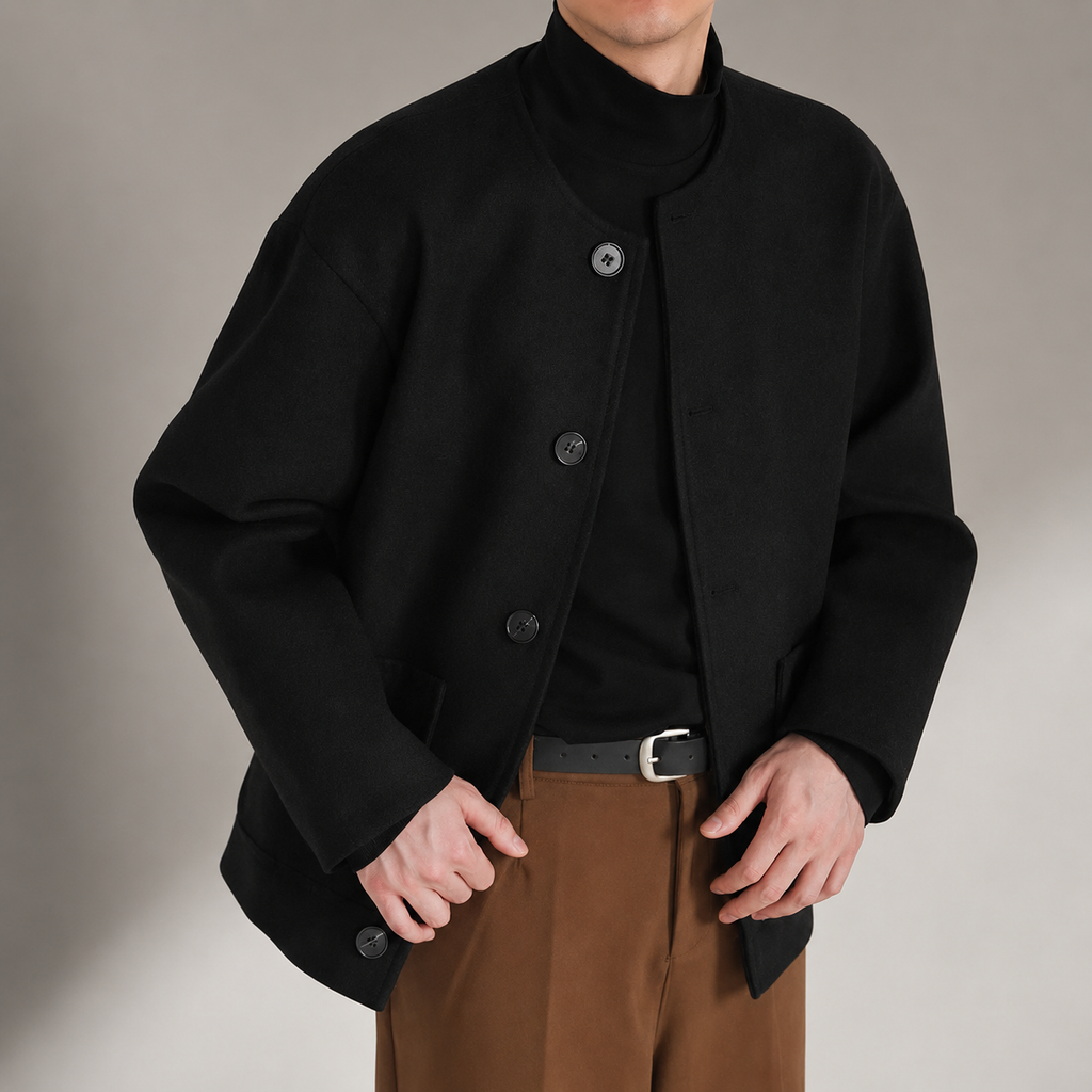 Rayden Round Neck Button-Up Jacket