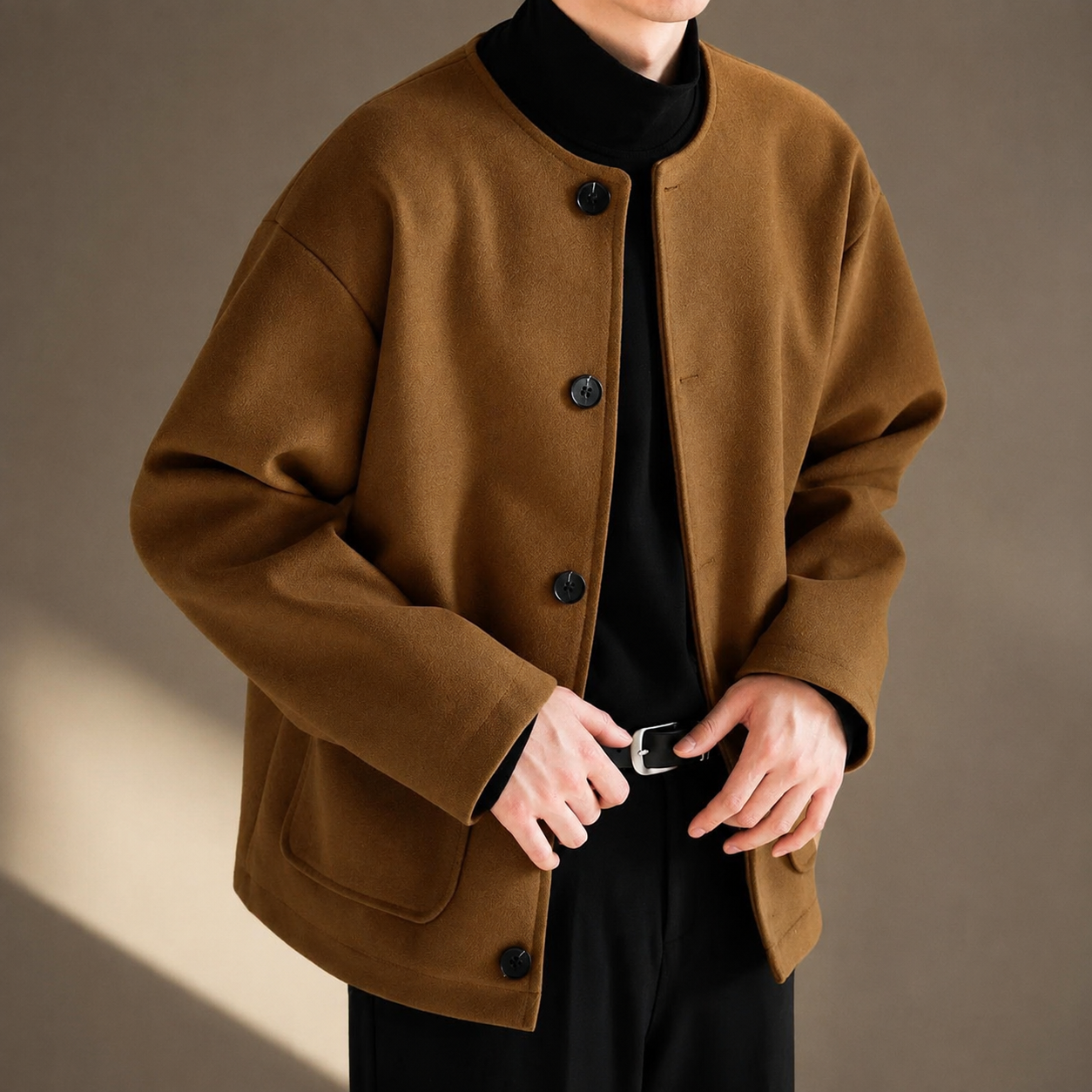 Rayden Round Neck Button-Up Jacket