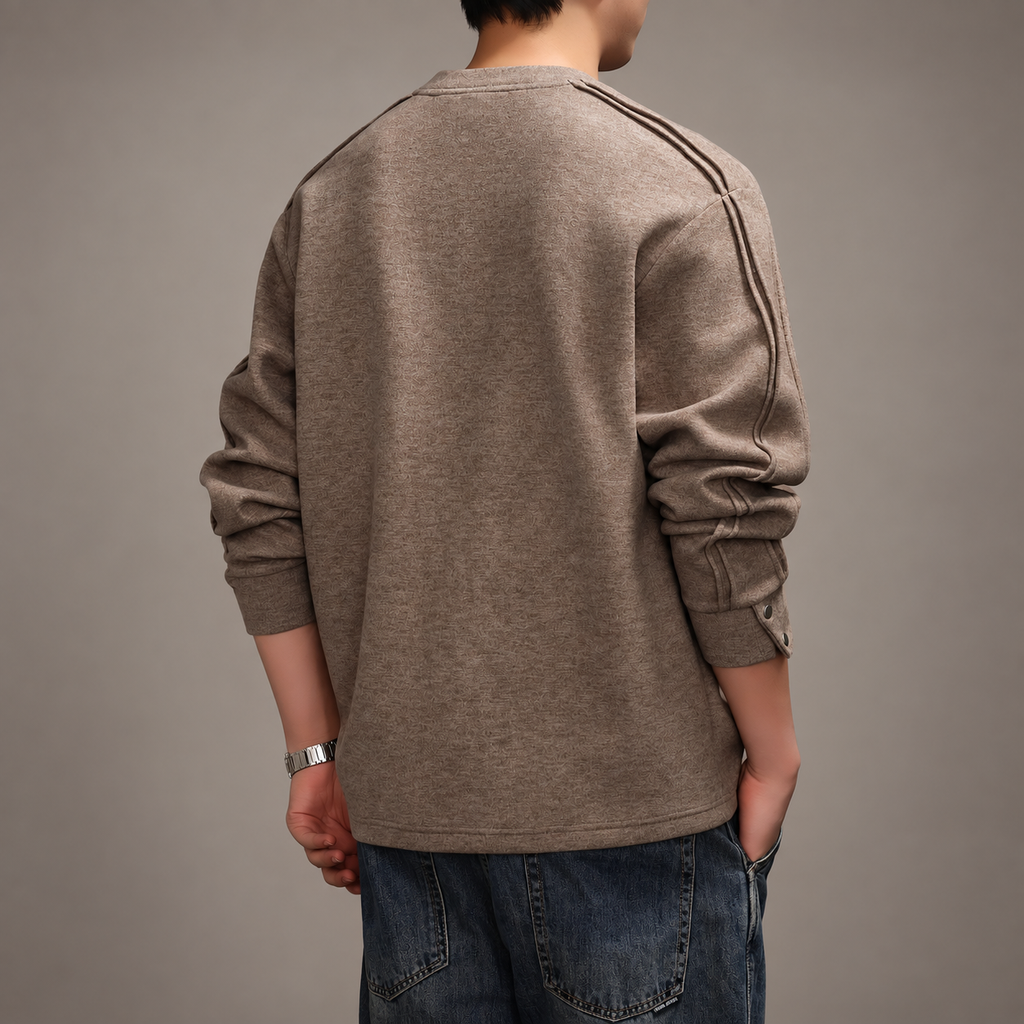 Tiziano Men’s Crewneck Sweatshirt with Snap Cuffs