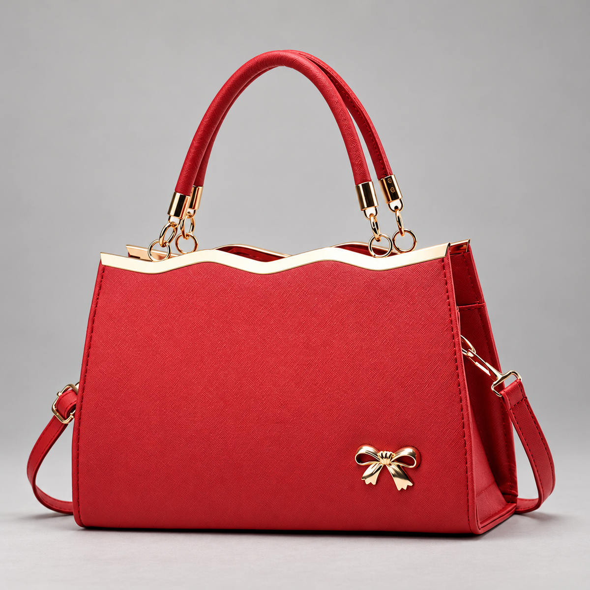 Monica Women’s Structured Handbag with Gold-Tone Bow