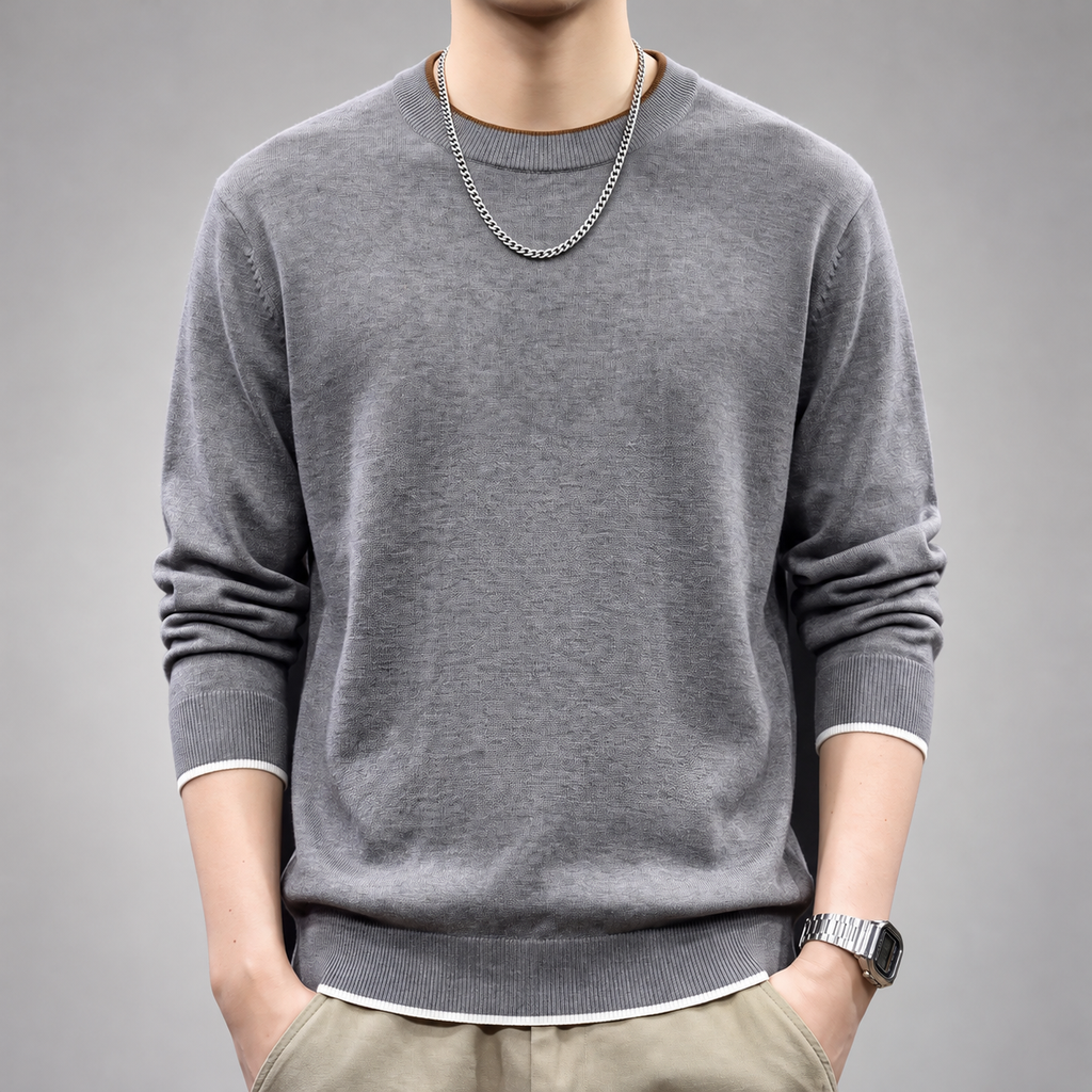 Harbor Men’s Crewneck Knit Sweater with Ribbed Trim