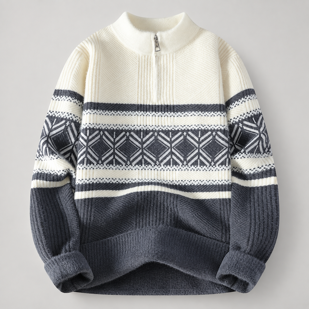 Remy Men’s Geometric Quarter-Zip Knit Sweater