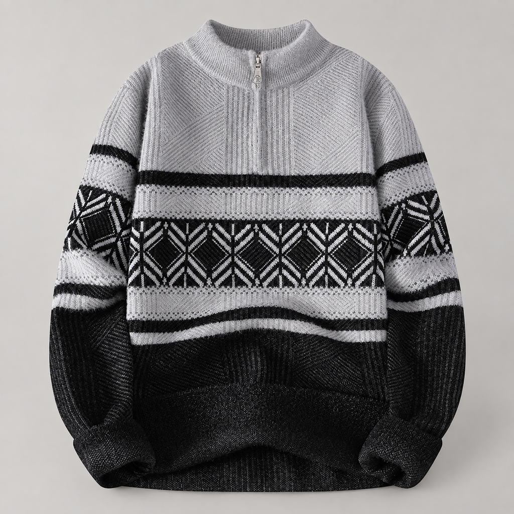 Remy Men’s Geometric Quarter-Zip Knit Sweater