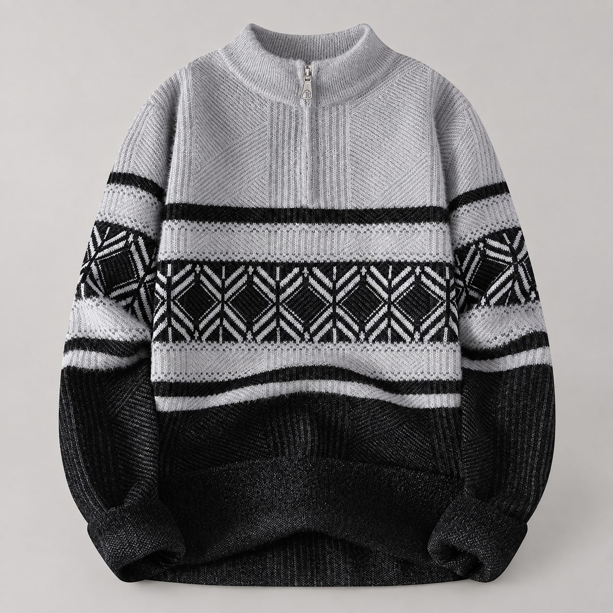 Remy Men’s Geometric Quarter-Zip Knit Sweater