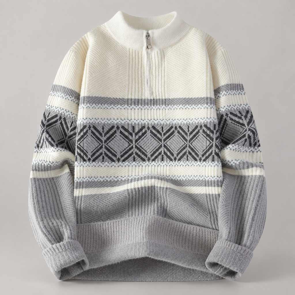 Remy Men’s Geometric Quarter-Zip Knit Sweater