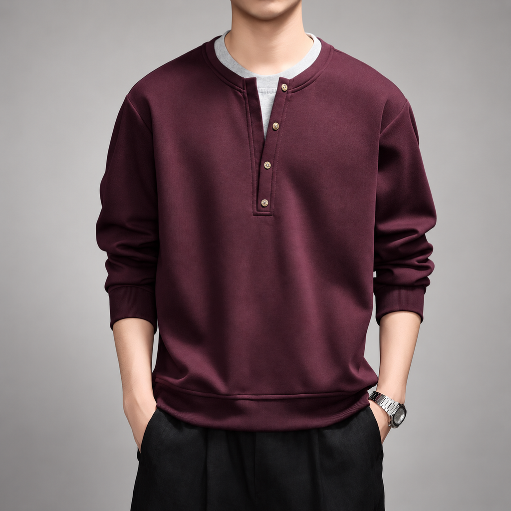 Alaric Men's Long Sleeve Henley Sweatshirt