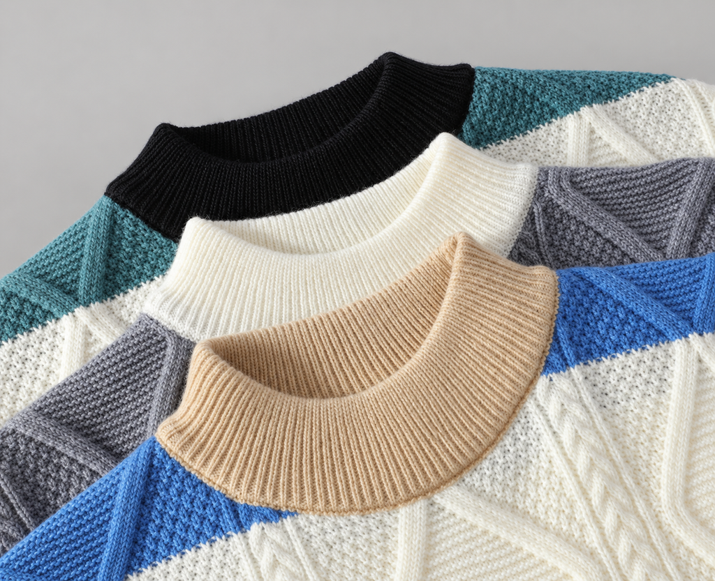 Rowan Men’s Color-Block Cable-Knit Crewneck Sweater