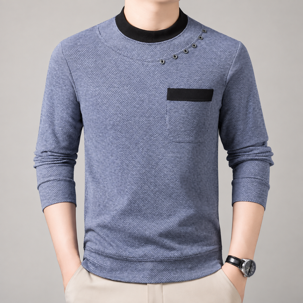 Sawyer Men’s Textured Crewneck Pocket Sweater