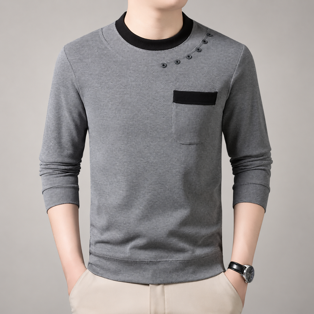 Sawyer Men’s Textured Crewneck Pocket Sweater
