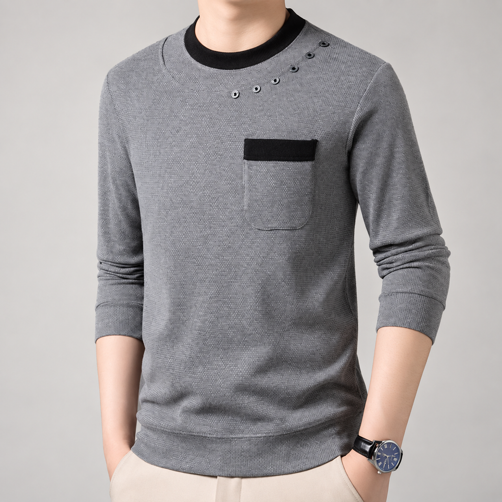 Sawyer Men’s Textured Crewneck Pocket Sweater